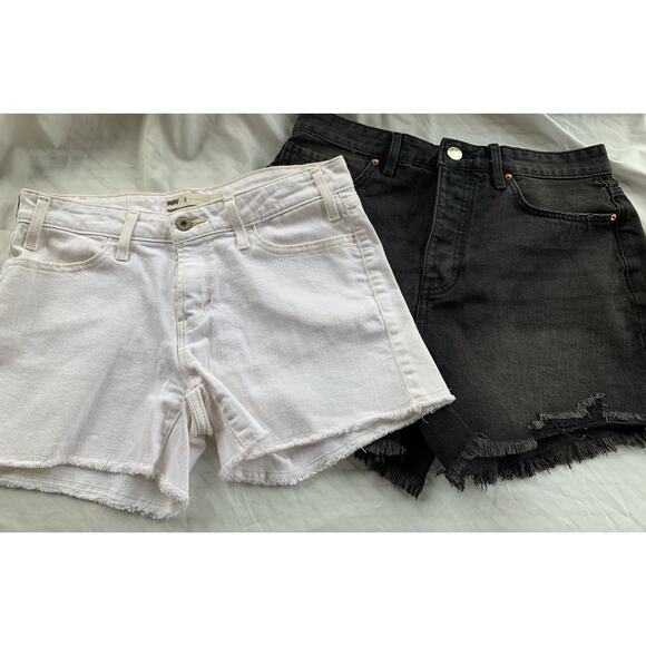 YMI Mom Fit Denim Shorts 9/29 Levis Jean Shorts 8 Black White Bundle - Picture 1 of 8
